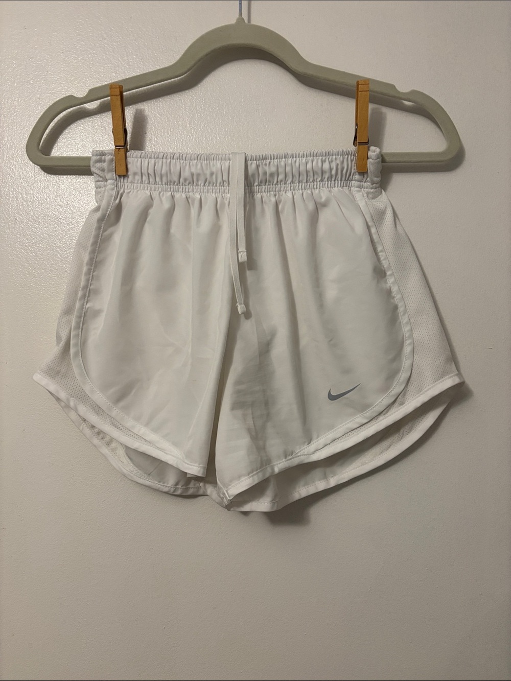 Nike White Women's Athletic Running Shorts with Swoosh